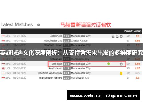 英超球迷文化深度剖析:从支持者需求出发的多维度研究 英超球迷文化深度剖析:从支持者需求出发的多维度研究